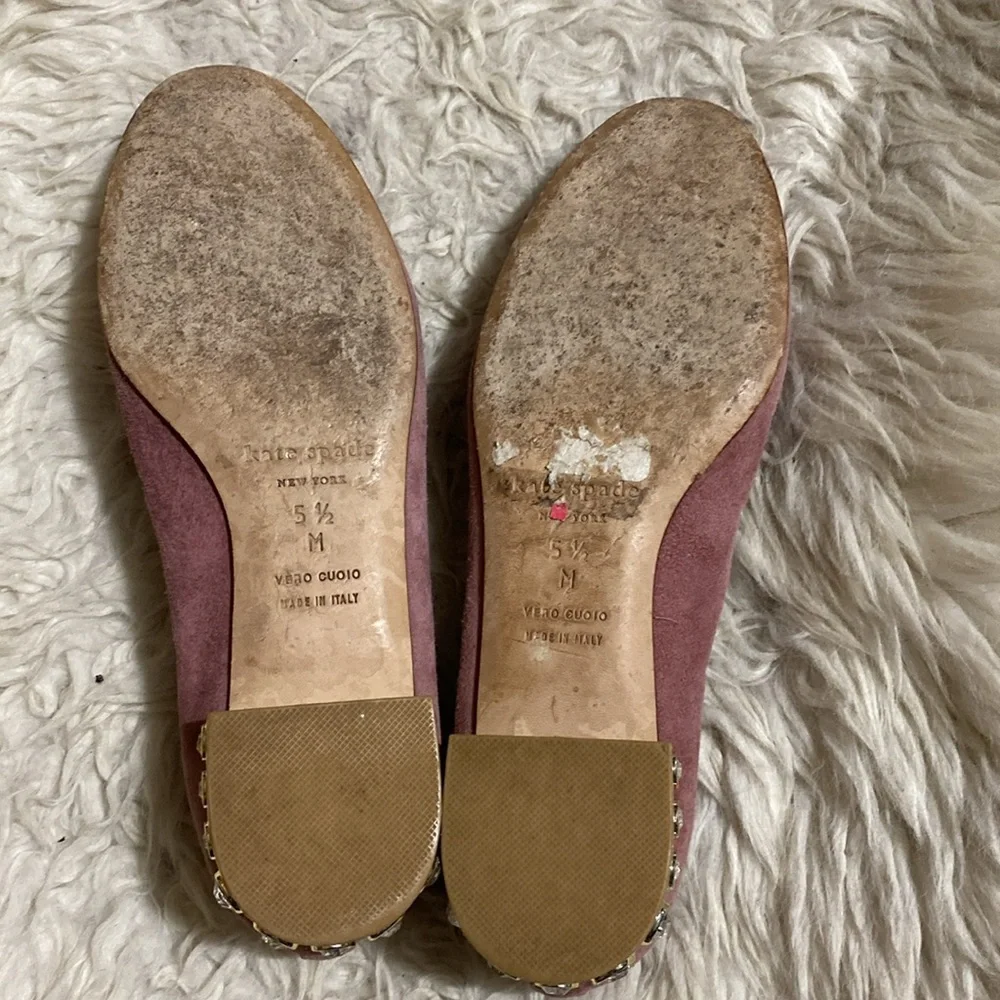 Kate Spade Suede Purple Embellished Ballet Flats‎ Women’s Size 5.5 M